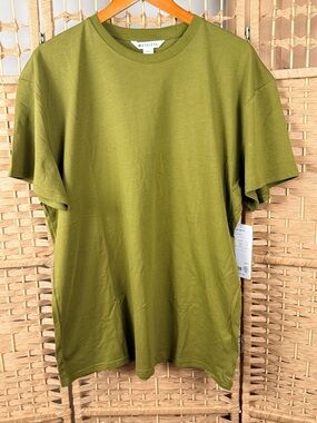 NWT Athleta True Cotton Tee Olive Green Size Large
